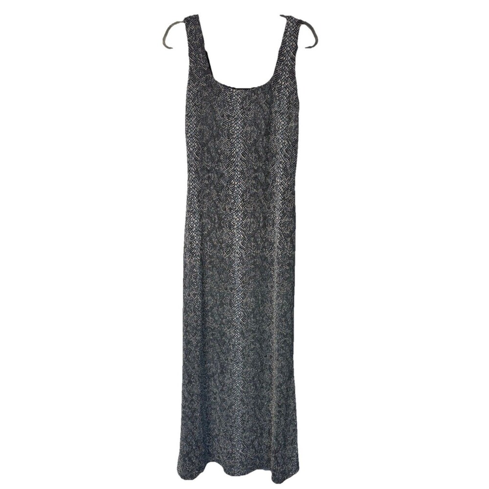 Betsy & Adam by Jaslene Womens Snakeskin Print Maxi Dress Grey Black Scoop Back